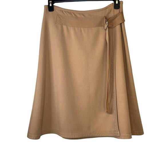 ANN TAYLOR Belted Wrap Midi Skirt in Tan Women's Size 10 - Picture 1 of 10